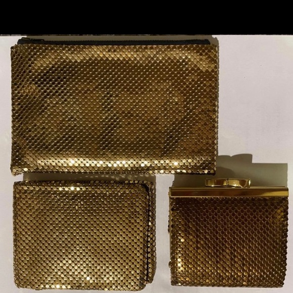 Whiting & Davis Handbags - 3 Vintage Whiting & Davis Gold Mesh Bifold Wallet Trifold Coin Evening Purse Bag